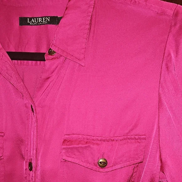 Ralph Lauren Fuchsia Collared Button-Up Belted Shirt Dress - Picture 4 of 6